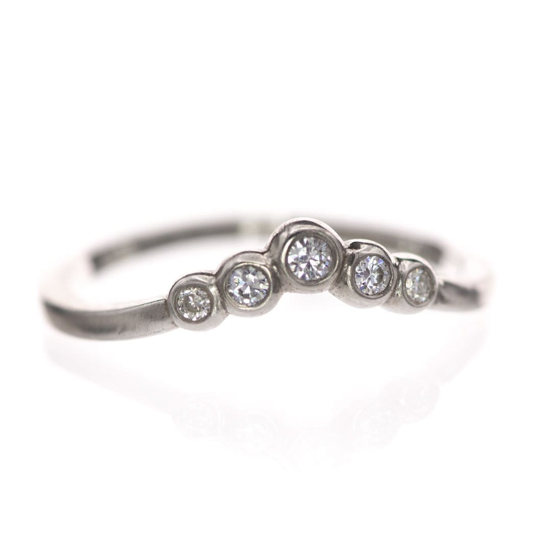 Velda - Graduated Diamond, Moissanite or Sapphire Curved Contoured Stacking Wedding Ring Ring by Nodeform