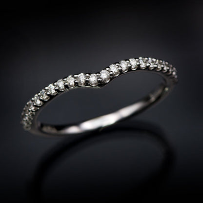 Vivian Band - V-Shape Contoured Accented Diamond, Moissanite, Ruby or Sapphire Wedding Ring Ring by Nodeform