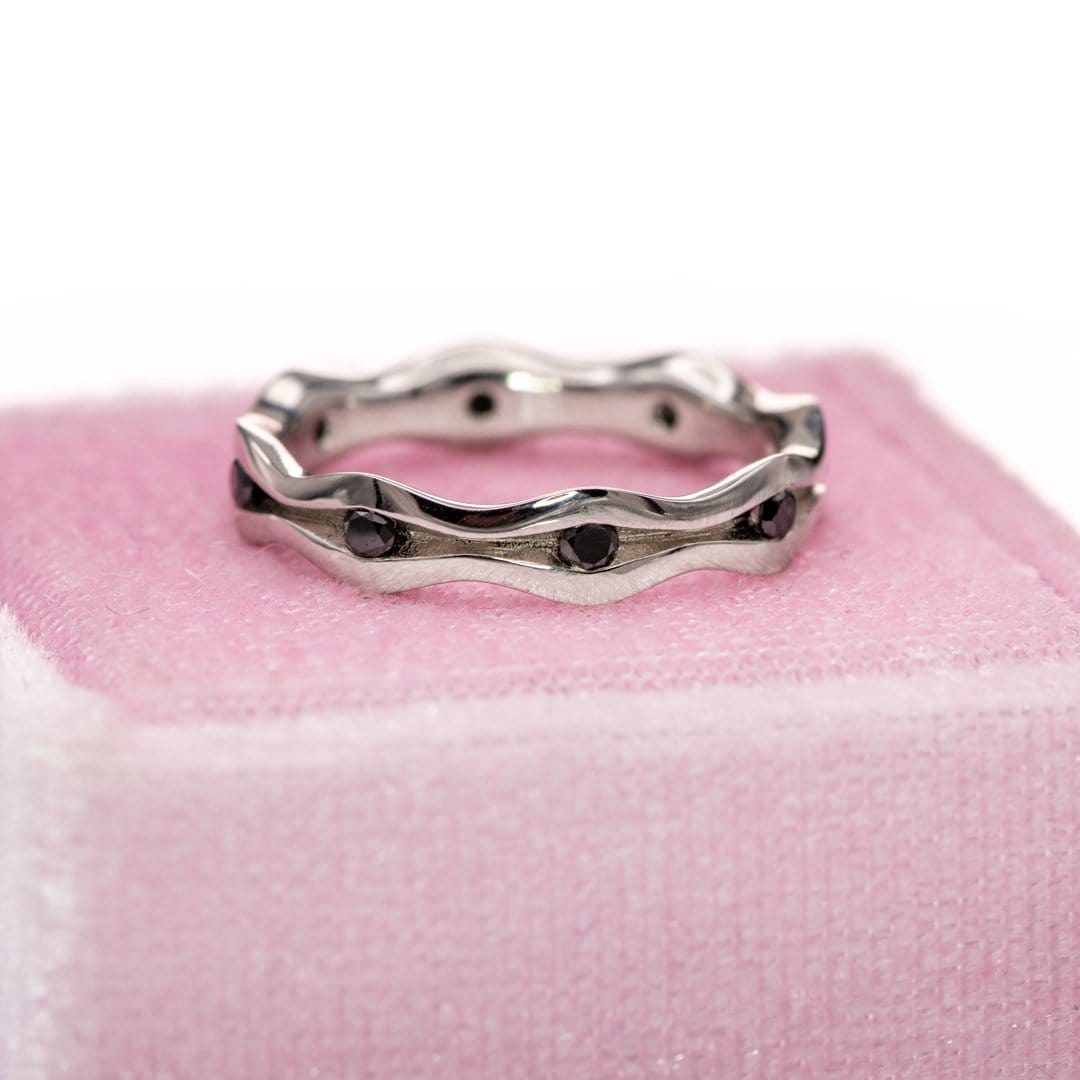 Wave Black Diamond Eternity Wedding Ring Ring by Nodeform