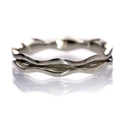 Wave Narrow Wedding Ring Band Platinum Ring by Nodeform