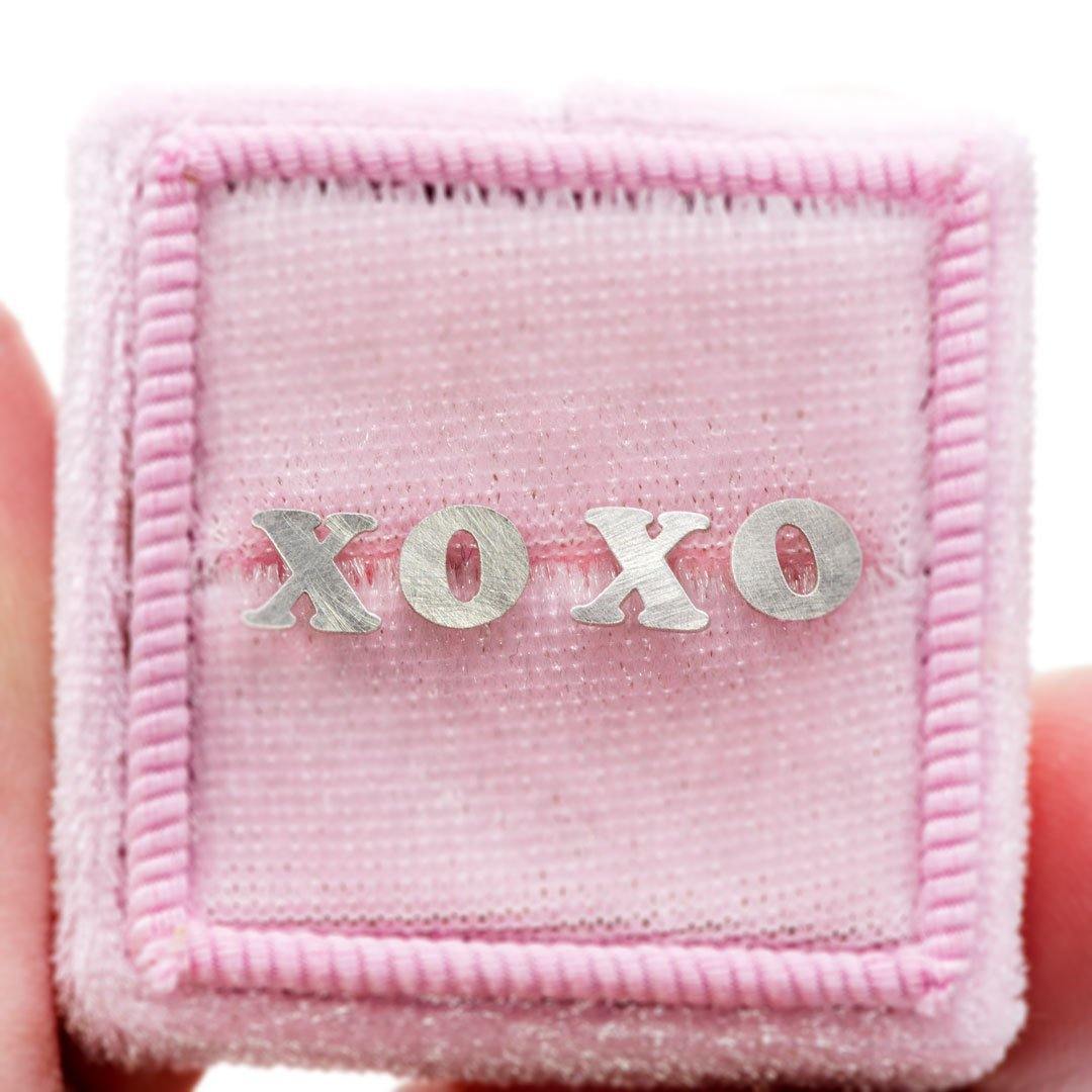 Tiny XO Hugs & Kisses Sterling Silver Stud Earrings, Ready to Ship Earrings by Nodeform