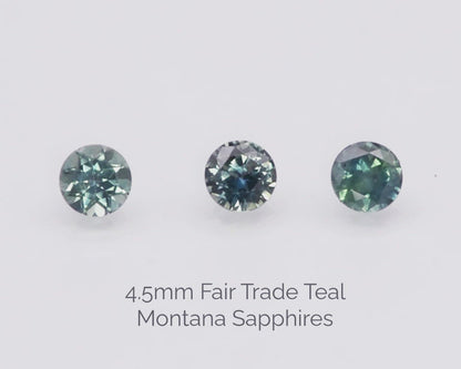 Fair Trade Teal / Blue Montana Sapphire Tulip Half Bezel Solitaire Engagement Ring