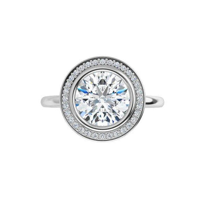 Hale Ring - Bezel Set Engagement Ring with Diamond Halo- Setting only