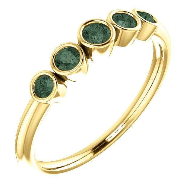 Fiona Band - Graduated Lab-created Alexandrite Five Bezel Stacking Anniversary Ring 14K Yellow Gold Ring by Nodeform