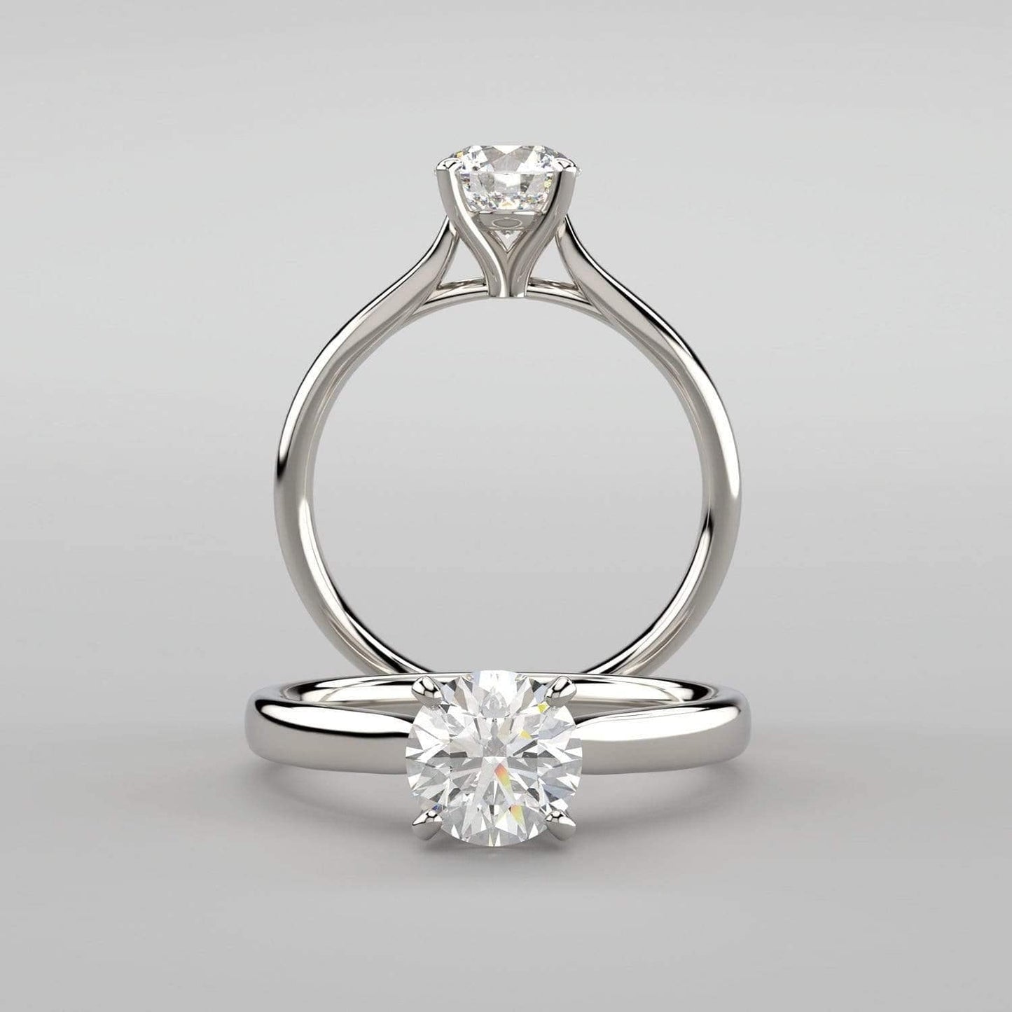 Amelia Ring- White Sapphire Prong Set Cathedral Style Solitaire Engagement Ring - Nodeform