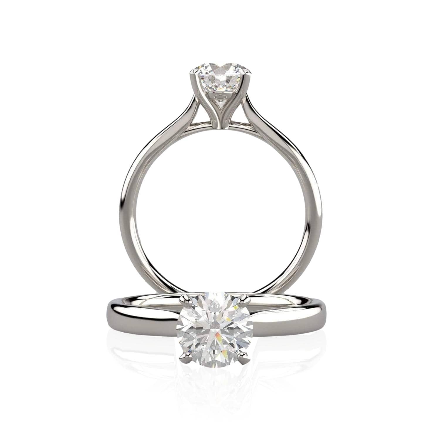 Amelia Ring- White Sapphire Prong Set Cathedral Style Solitaire Engagement Ring 6 mm/ 1.1ct White Sapphire (No Lab Report) / 14k Nickel White Gold (Not Rhodium Plated) Ring by Nodeform