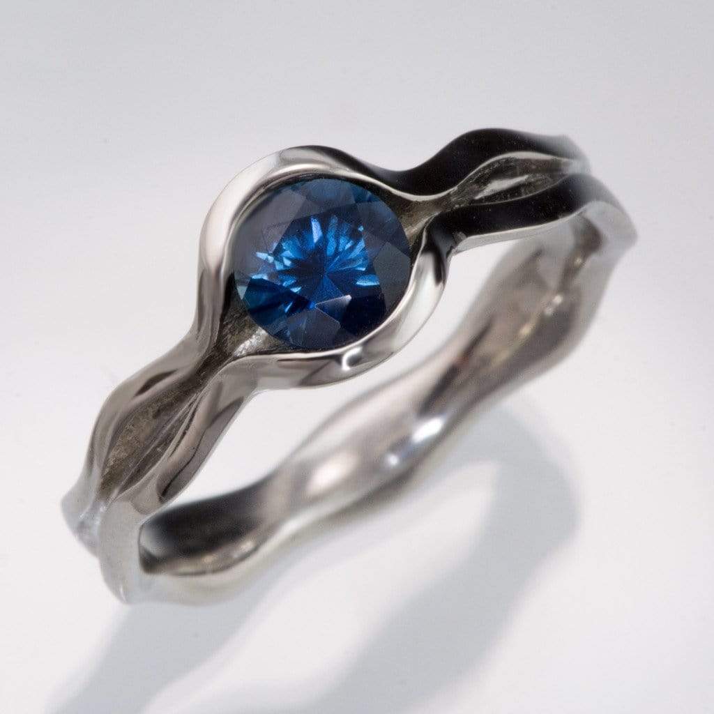 Fair Trade Blue Australian Kings Plain Sapphire Wave Solitaire Engagement Ring Ring by Nodeform