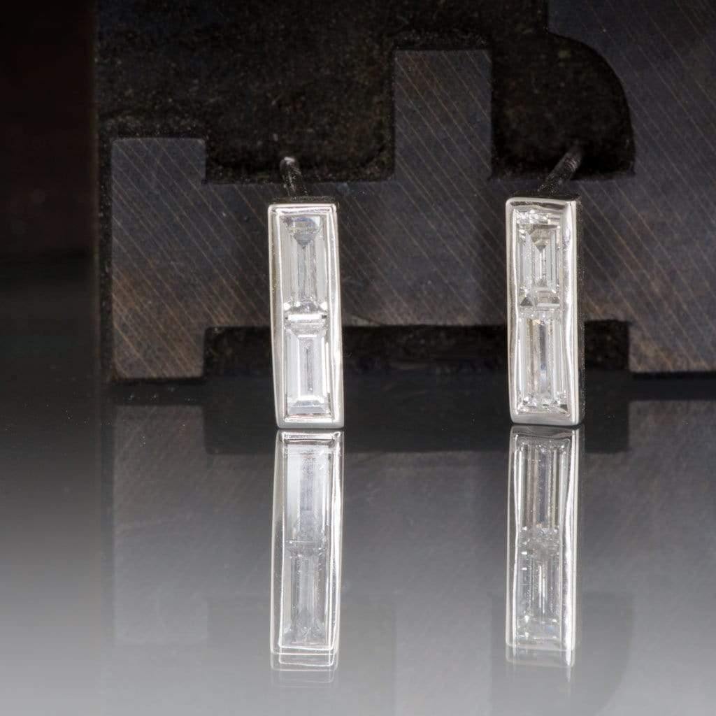 1/2CTW Baguette Diamond Bezel Set Bar Stud Earrings Earrings by Nodeform
