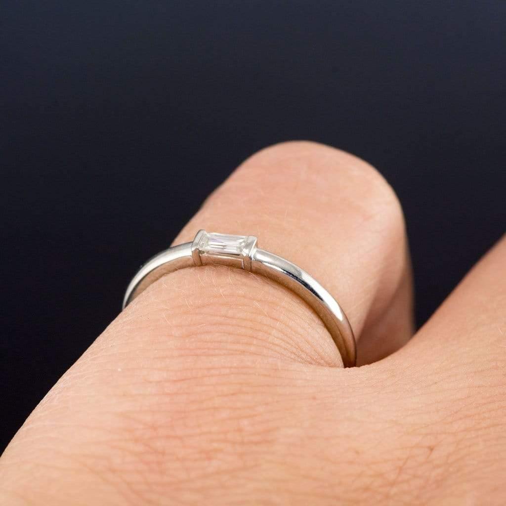 Baguette Moissanite Stacking Solitaire Engagement or Anniversary Ring Ring by Nodeform
