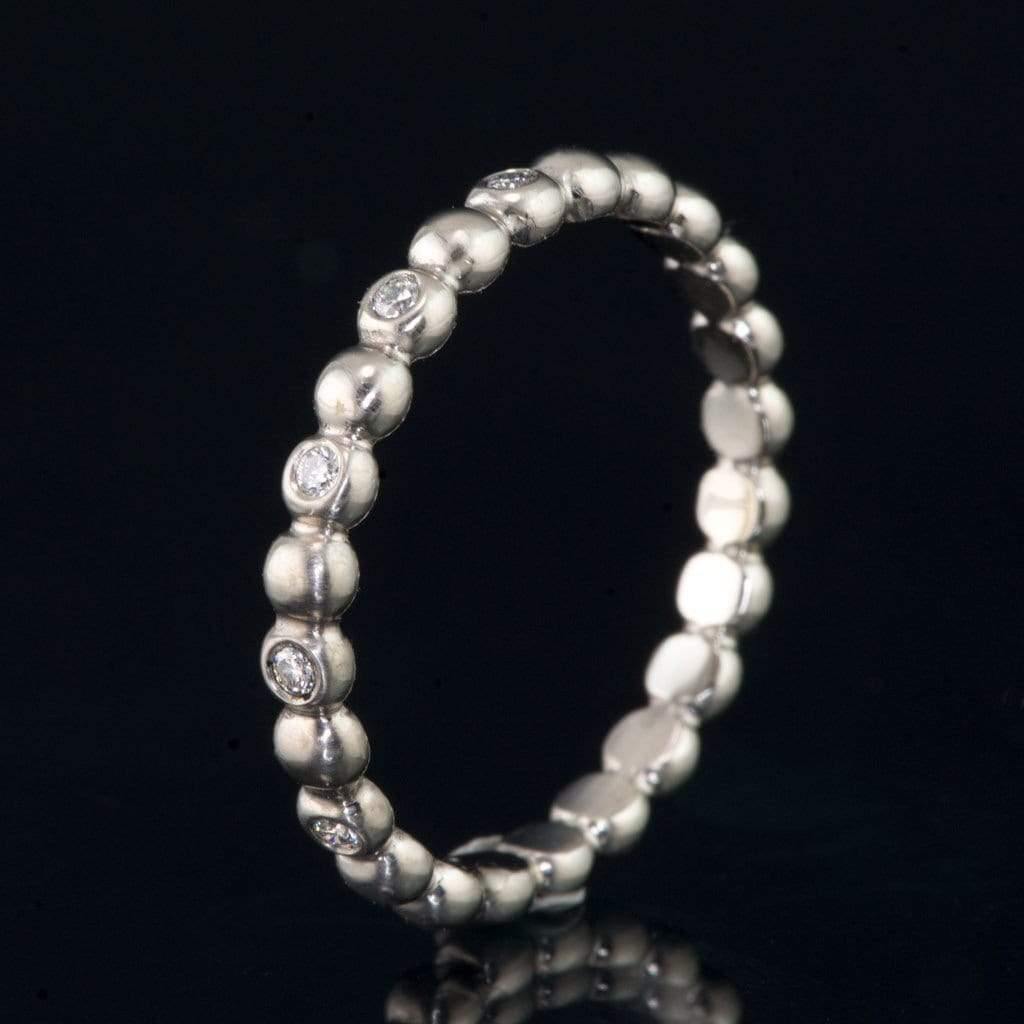 Beaded Diamond Eternity Stacking Ring Wedding Band Ring by Nodeform