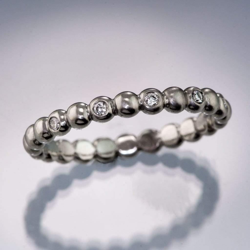 Beaded Diamond Eternity Stacking Ring Wedding Band Ring by Nodeform