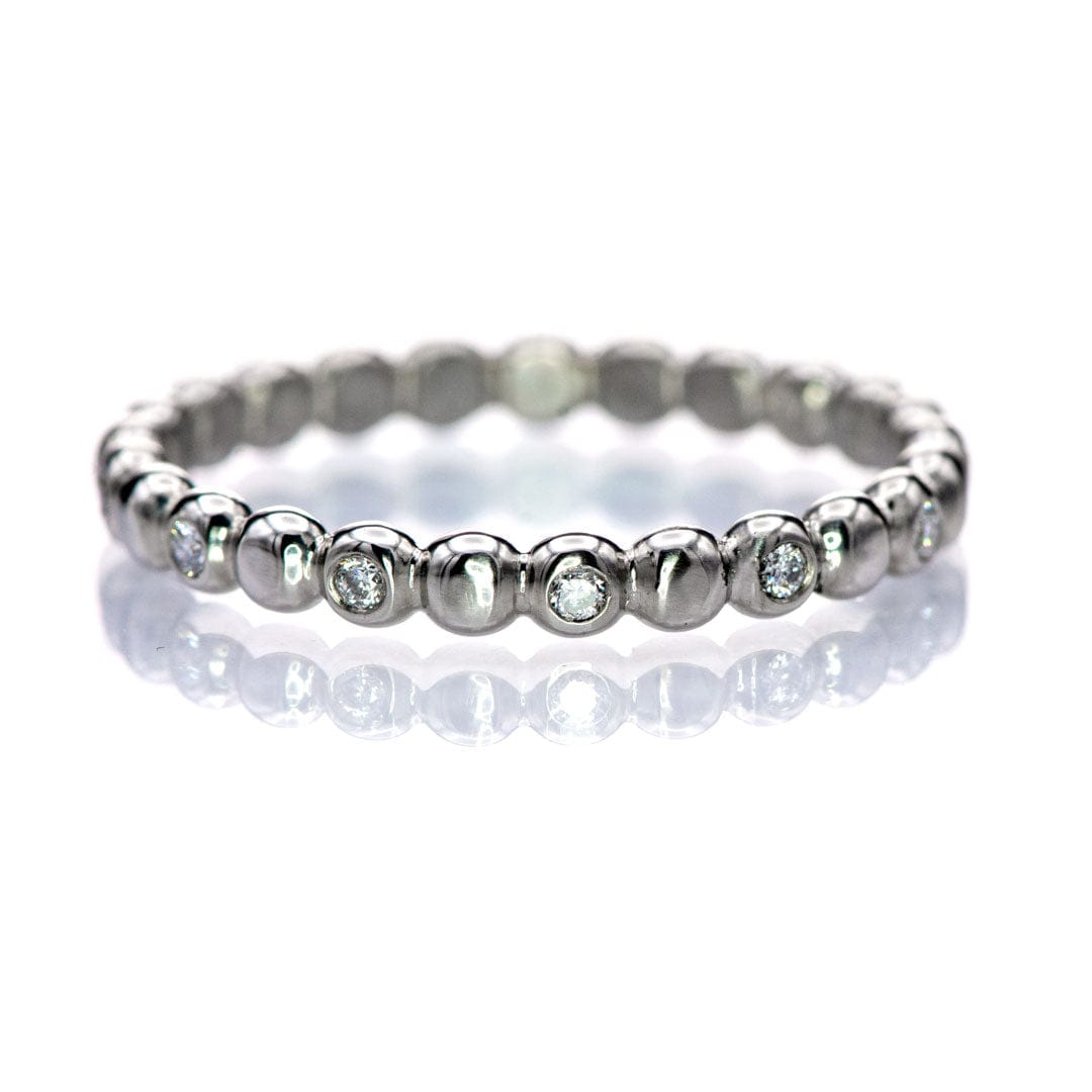 Beaded Diamond Eternity Stacking Ring Wedding Band 5 Diamonds / Sterling Silver Ring by Nodeform