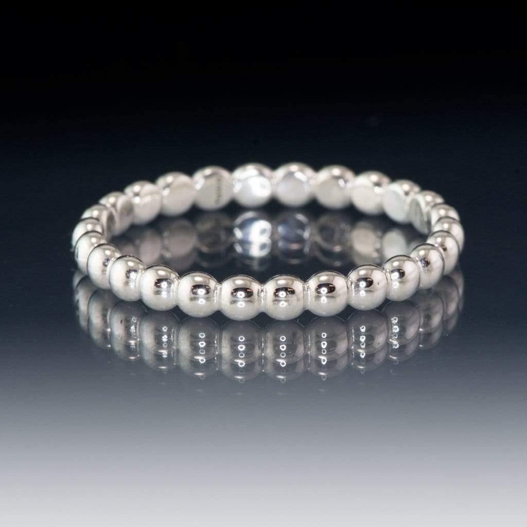 Beaded Eternity Ring Stacking Wedding Band 18kPD White Gold Ring by Nodeform