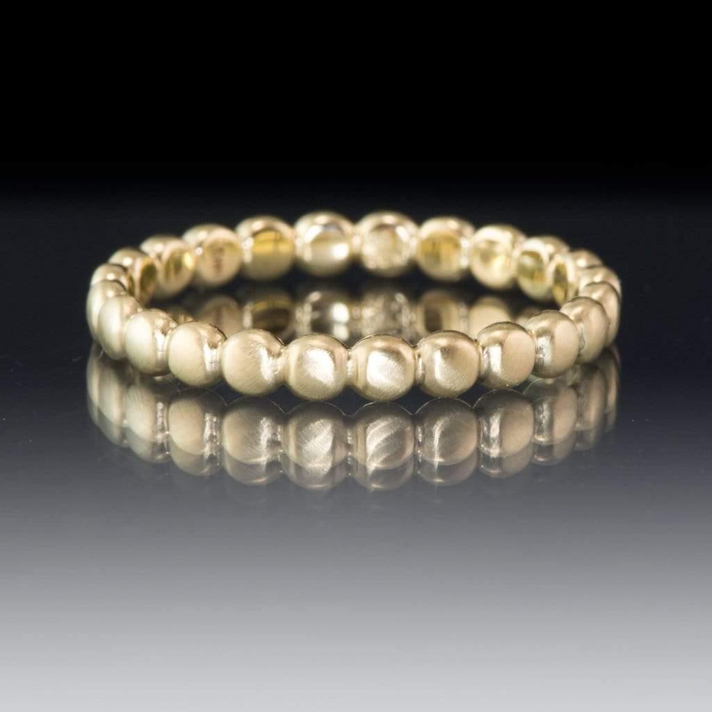 Beaded Eternity Ring Stacking Wedding Band 14K Yellow Gold Ring by Nodeform