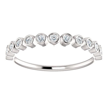 Betty Anniversary Band - Bezel Set Diamond Half Eternity Stacking Wedding Ring 1/5TCW (Min): 1.5mm diamonds / 14k Nickel White Gold (Rhodium Plated) Ring by Nodeform
