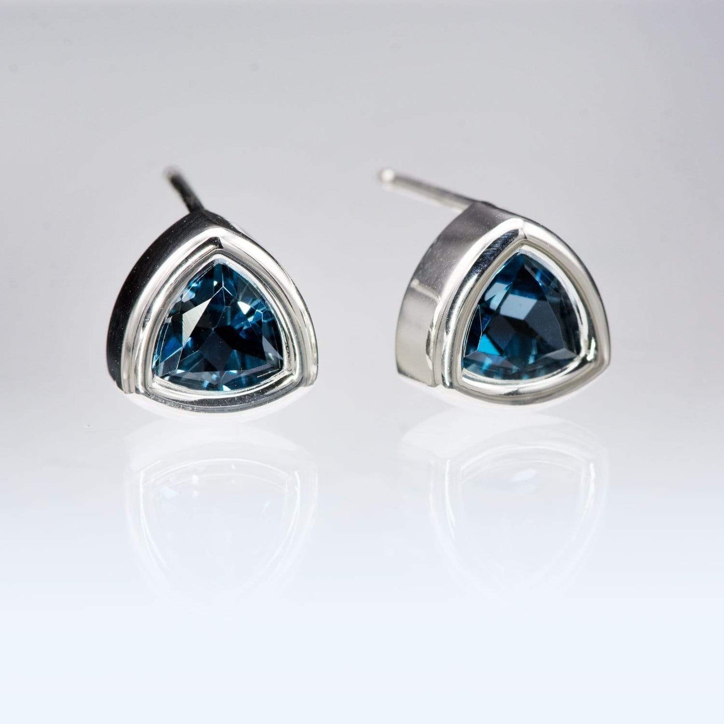 Trillion London Blue Topaz Bezel Set Stud Earrings Earrings by Nodeform