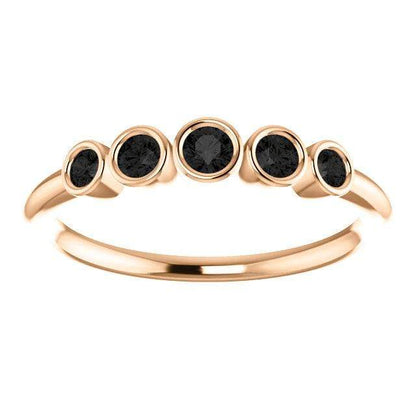 Fiona Band - Graduated Diamond, Ruby or Sapphire Five Bezel Stacking Anniversary Ring All Black Diamonds / 14k Rose Gold Ring by Nodeform