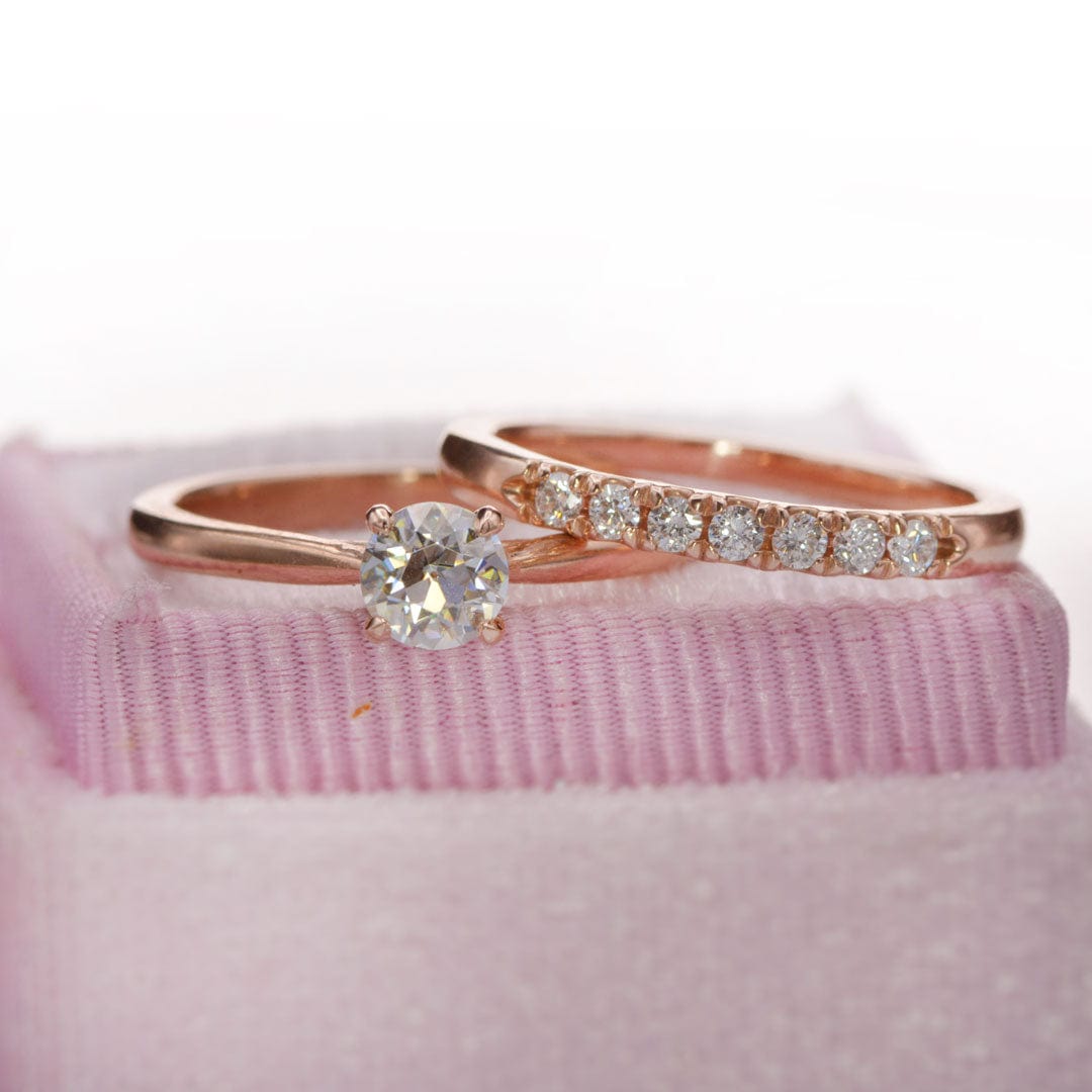 Old European Cut Moissanite  14k Rose Gold Julia Solitaire Engagement Ring, size 4 to 9 Ring Ready To Ship by Nodeform