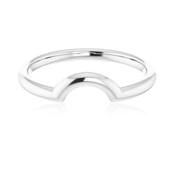Cassie Ring C-Shaped Contoured Curved Thin Wedding Ring Stacking Band 14k Nickel White Gold Ring by Nodeform