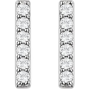 Vertical Diamond Bar Studs Earrings Platinum Earrings by Nodeform