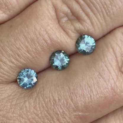 Round Cut Medium Teal Blue 5.24mm/0.65ct Fair Trade Montana Sapphire #K (Left) Loose Gemstone