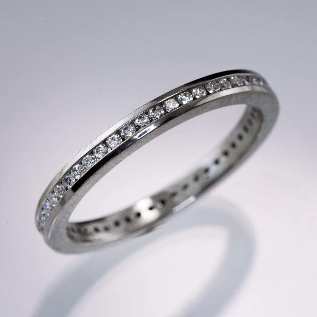Channel Set Diamond or Moissanite Narrow Eternity Stacking Wedding Ring 1mm/0.005ct (>0.25CTW) G-H SI1 Lab-Grown Diamonds / 18k PD White Gold (Nickel Free) Ring by Nodeform