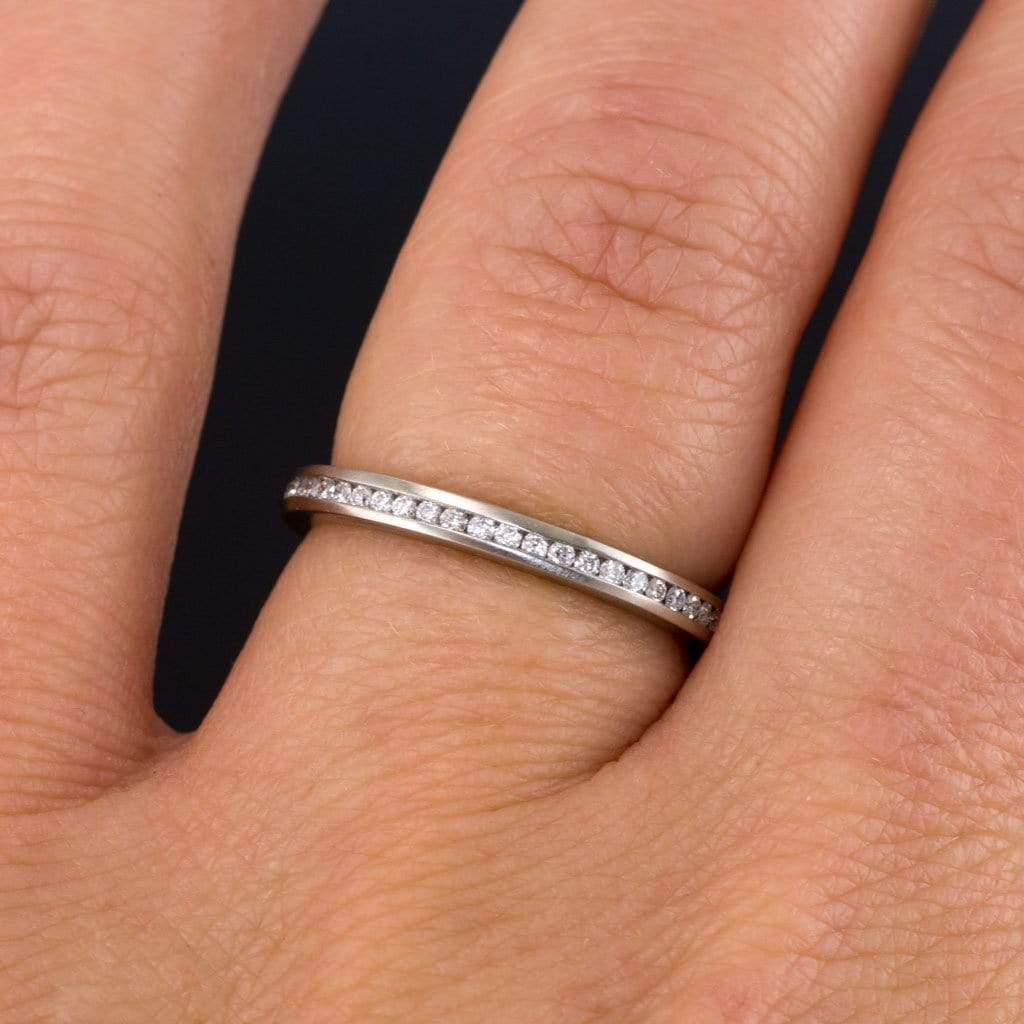 Thin channel set diamond band Clearance