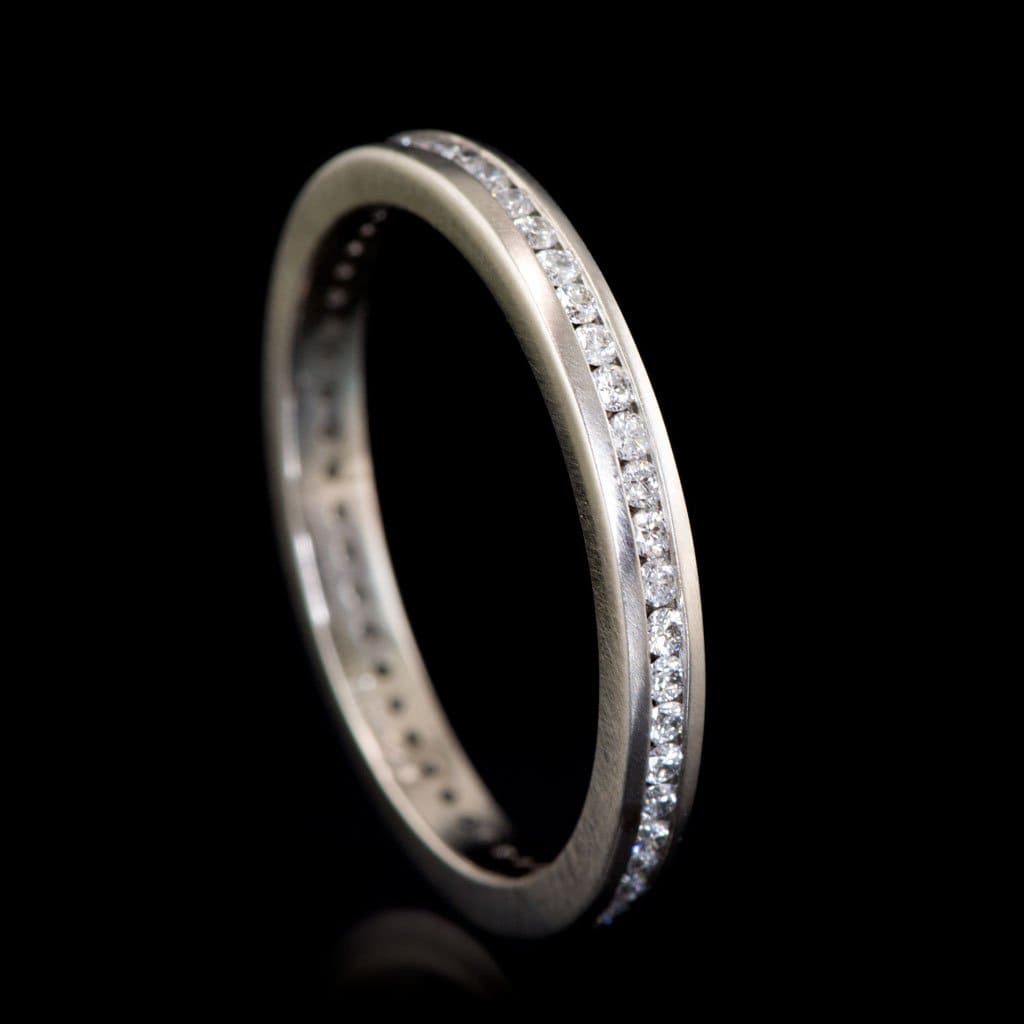 Channel Set Diamond or Moissanite Narrow Eternity Stacking Wedding Ring Ring by Nodeform