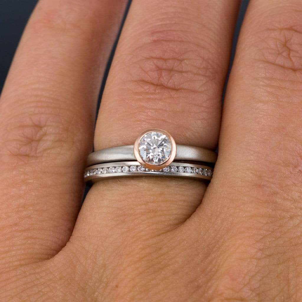 Channel Set Diamond or Moissanite Narrow Eternity Stacking Wedding Ring Ring by Nodeform