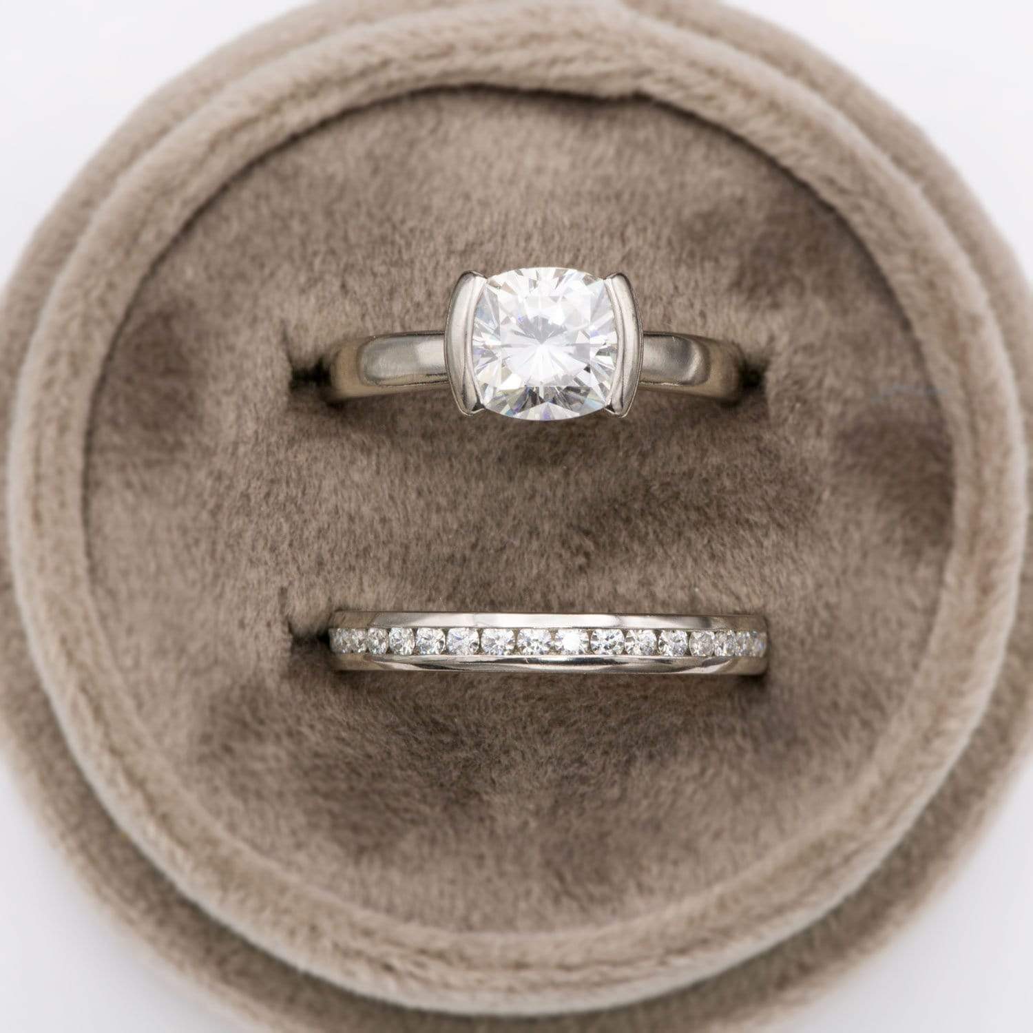 Moissanite, diamond or sapphire Channel Set Eternity Anniversary Wedding Band Ring by Nodeform