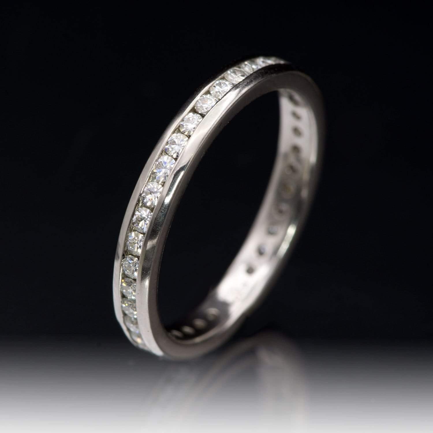 Moissanite Channel Set Eternity Anniversary 14k White Gold Wedding Band, Ready To Ship Size 7.5 Ring Ready To Ship by Nodeform