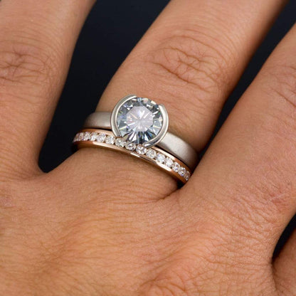 Moissanite, diamond or sapphire Channel Set Eternity Anniversary Wedding Band Ring by Nodeform