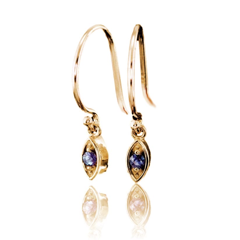 Lab-Grown Alexandrite Marquise Shape Dangle Earrings 14k Rose Gold Earrings by Nodeform