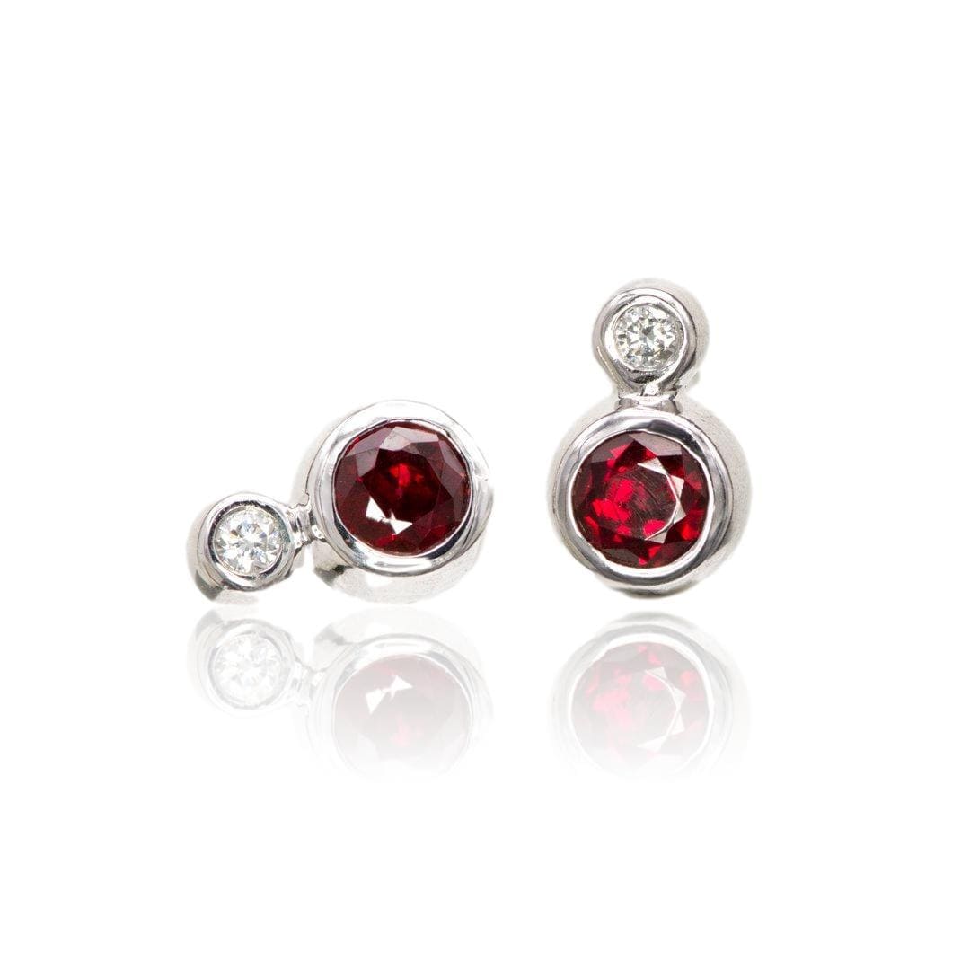 Ruby and Diamond Cluster Bezel Set Stud Earrings Earrings by Nodeform
