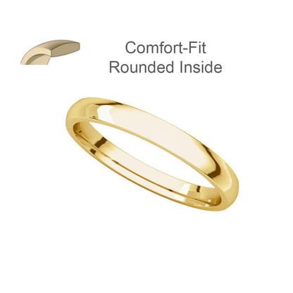Women's Comfort Fit Narrow Domed Wedding Band Ring by Nodeform