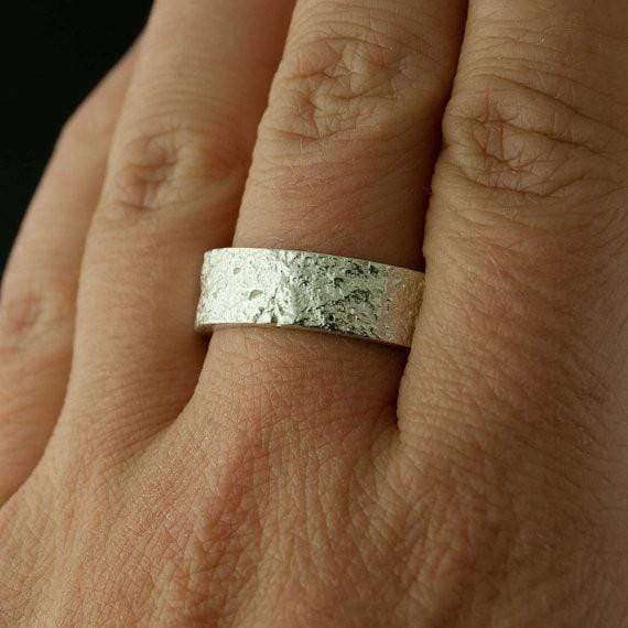 Concrete Texture Wedding Band Ring by Nodeform