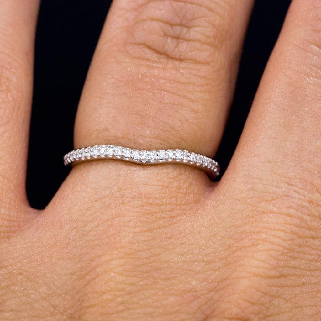 Half Eternity Diamond Micro Pave Contoured Wedding Ring Band Ring by Nodeform