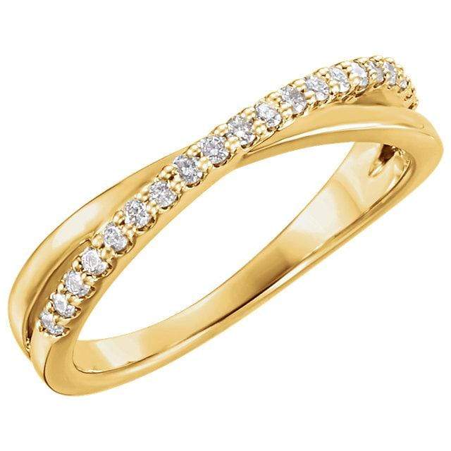 Criss Cross Band - Contoured Wedding Ring with Diamonds, Moissanites, Rubies or Sapphires All White Diamonds SI2-3, G-H / 14K Yellow Gold Ring by Nodeform