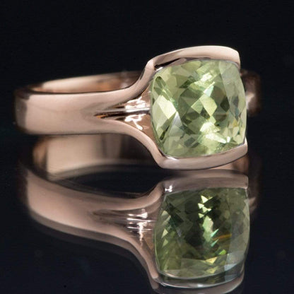 Cushion Green Fair Trade Montana Sapphire Fold Half Bezel Solitaire Engagement Ring Ring by Nodeform