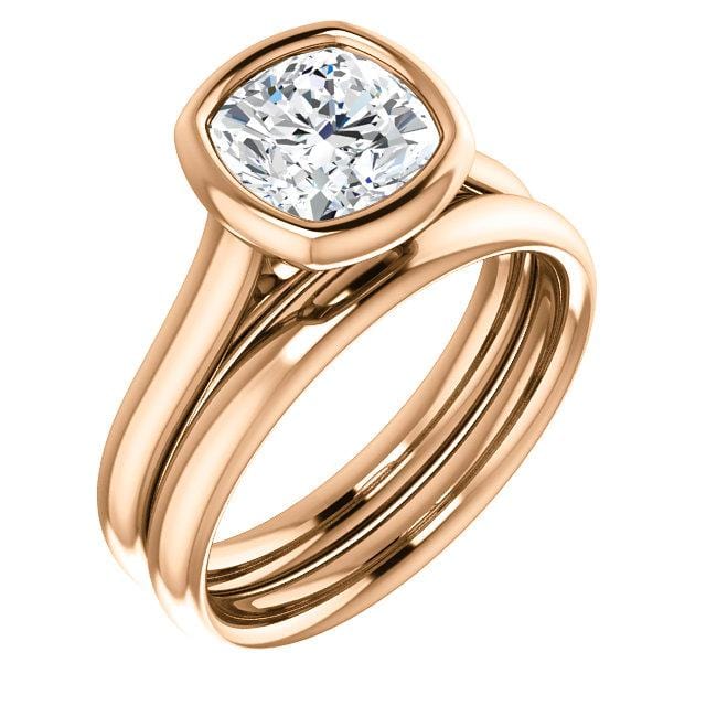 Olivia Bezel Set Solitaire Cathedral Engagement Ring - Setting only Ring Setting by Nodeform