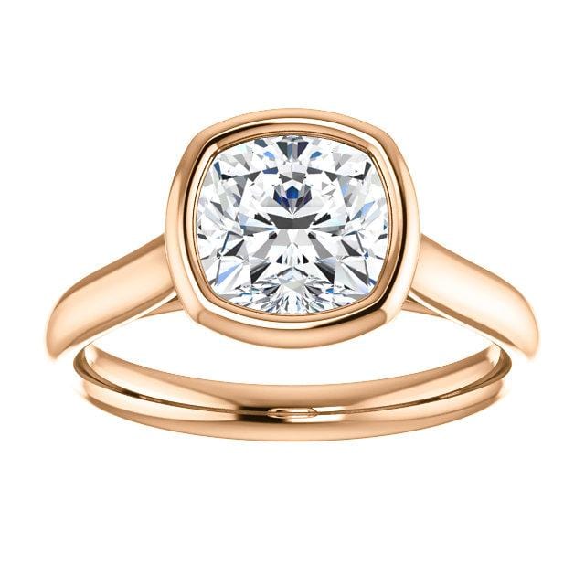 Olivia Bezel Set Solitaire Cathedral Engagement Ring - Setting only Ring Setting by Nodeform