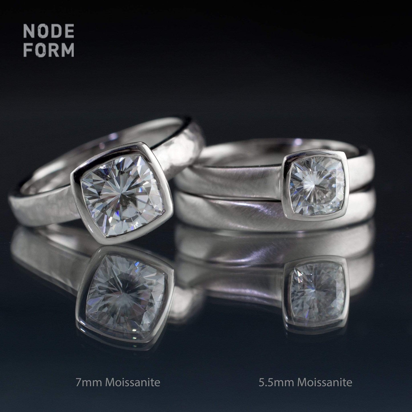 Cushion Moissanite Bezel Set Solitaire Engagement Ring Ring by Nodeform