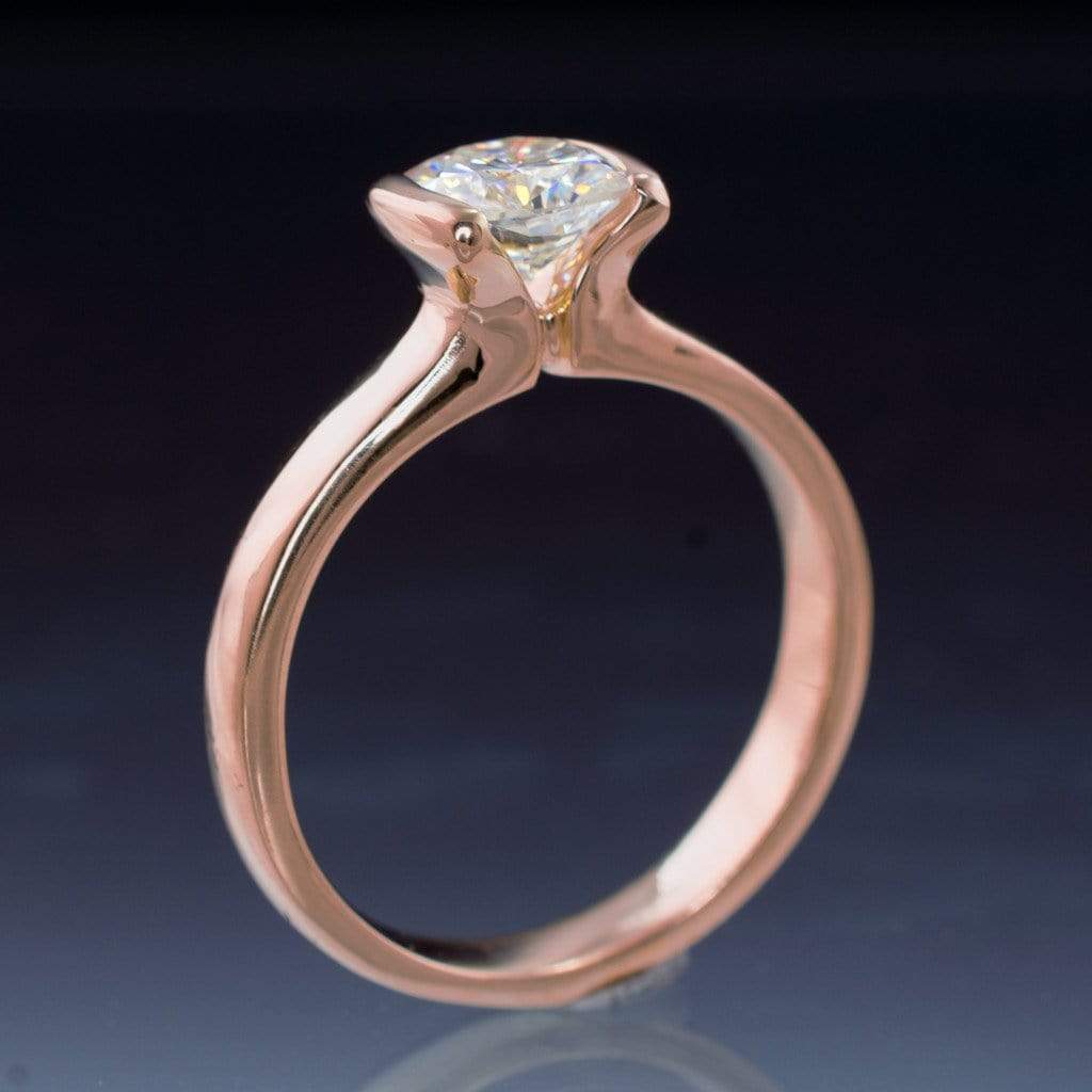 Cushion Moissanite Ring Modified Tension Solitaire Rose Gold Engagement Ring Ring by Nodeform