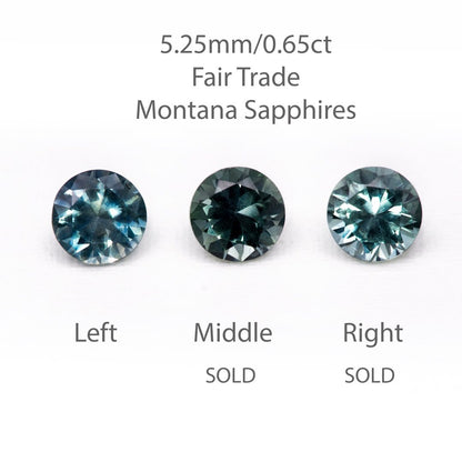 Fair Trade Blue / Teal Montana Sapphire Half Bezel Diamond Star Dust Engagement Ring Ring by Nodeform