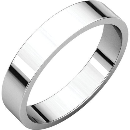 Wide Flat Modern Simple Wedding Band 14k Nickel White Gold (Not Rhodium Plated) / 4mm Ring by Nodeform