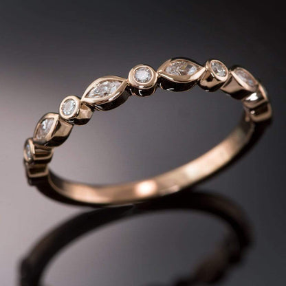 Maggie Band, 1/4CTW Diamond or Sapphire Bezel Set Marquise Stacking Half Eternity Anniversary Ring Ring by Nodeform