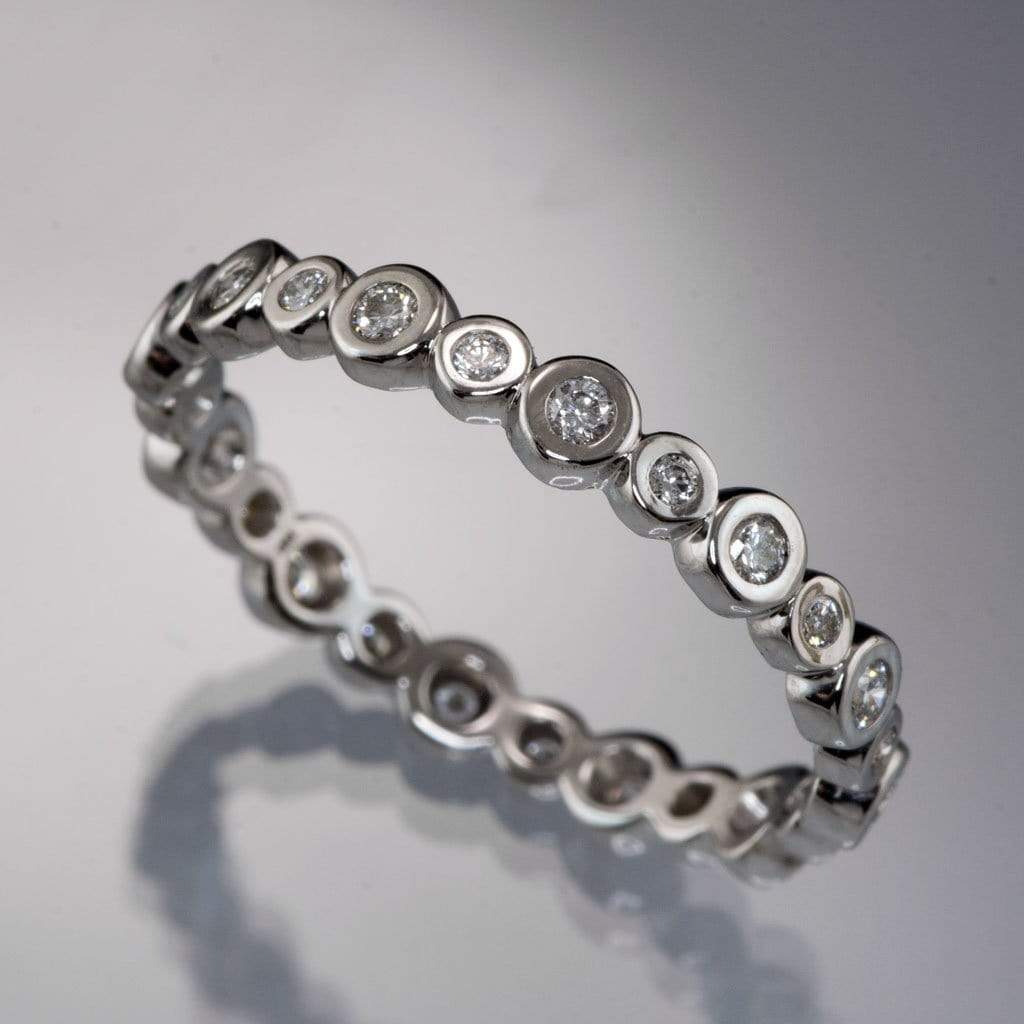 Bree Anniversary Band - Bezel Set Diamond Eternity Stacking Ring Wedding Band Genuine Mined Diamonds / 18k PD White Gold Ring by Nodeform