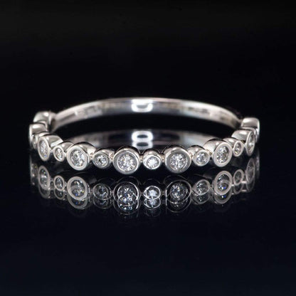 Brigid Anniversary Band Bezel Set Diamond Half Eternity Stacking Wedding Ring 1/6TCW (Min): 1.5mm & 1.0mm diamonds / Continuum Sterling Silver Ring by Nodeform