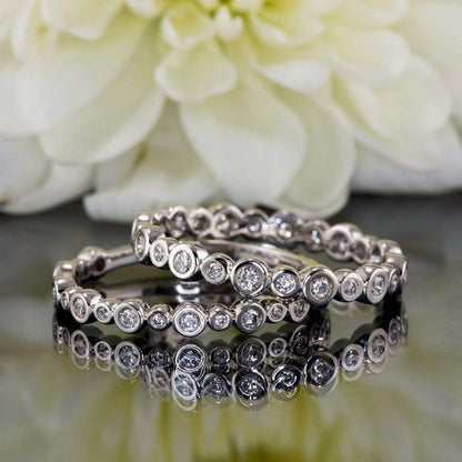 Brigid Anniversary Band Bezel Set Diamond Half Eternity Stacking Wedding Ring Ring by Nodeform