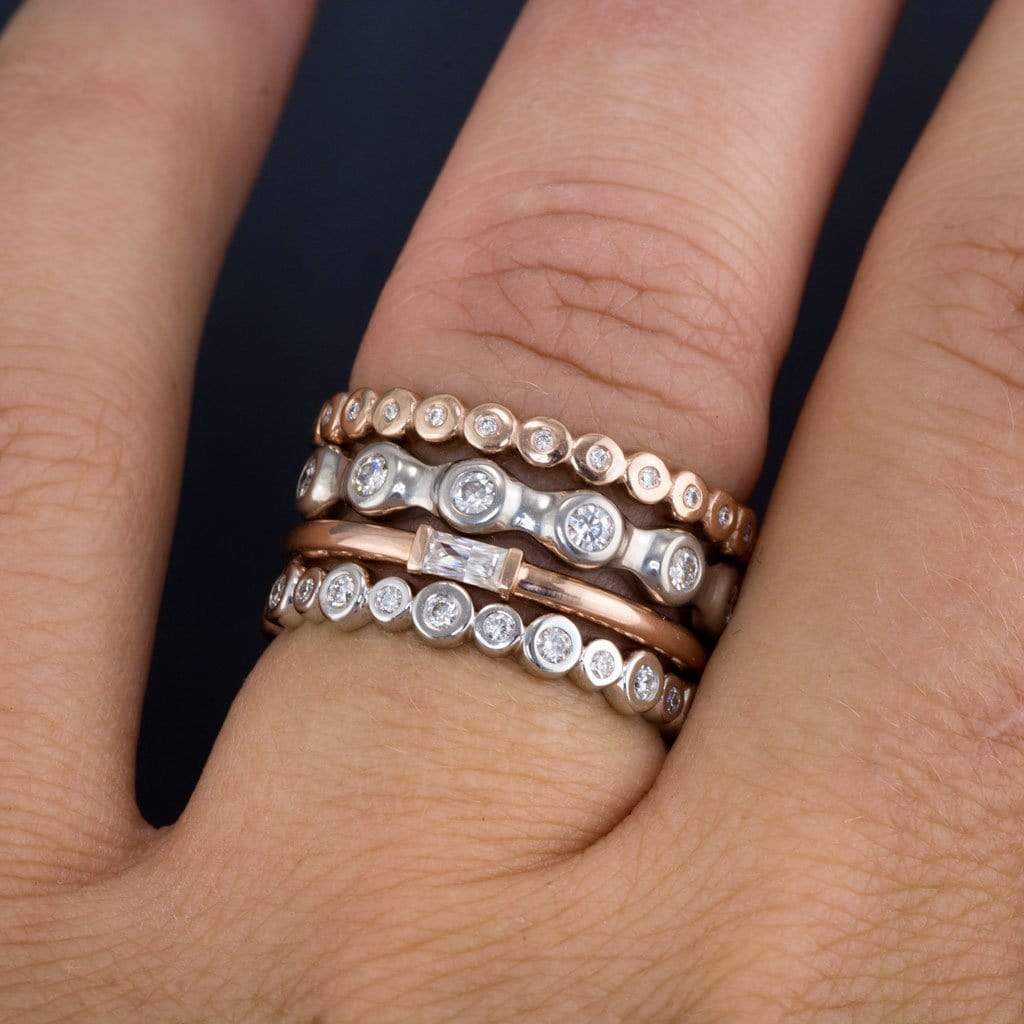 Stackable diamond clearance band rings